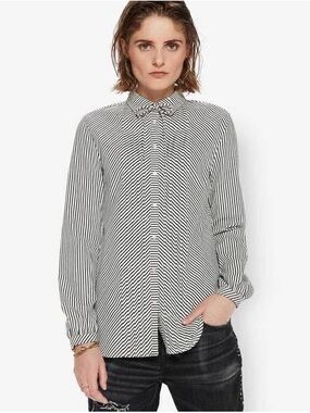 Scotch and Soda Organic Navy Stripe Button Up Cotton Poplin Shirt size Small